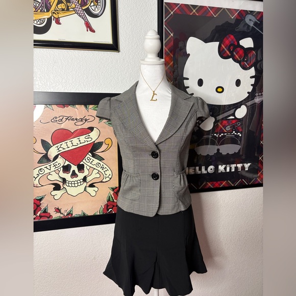 Have Tops - Plaid Office Short Sleeve Blouse